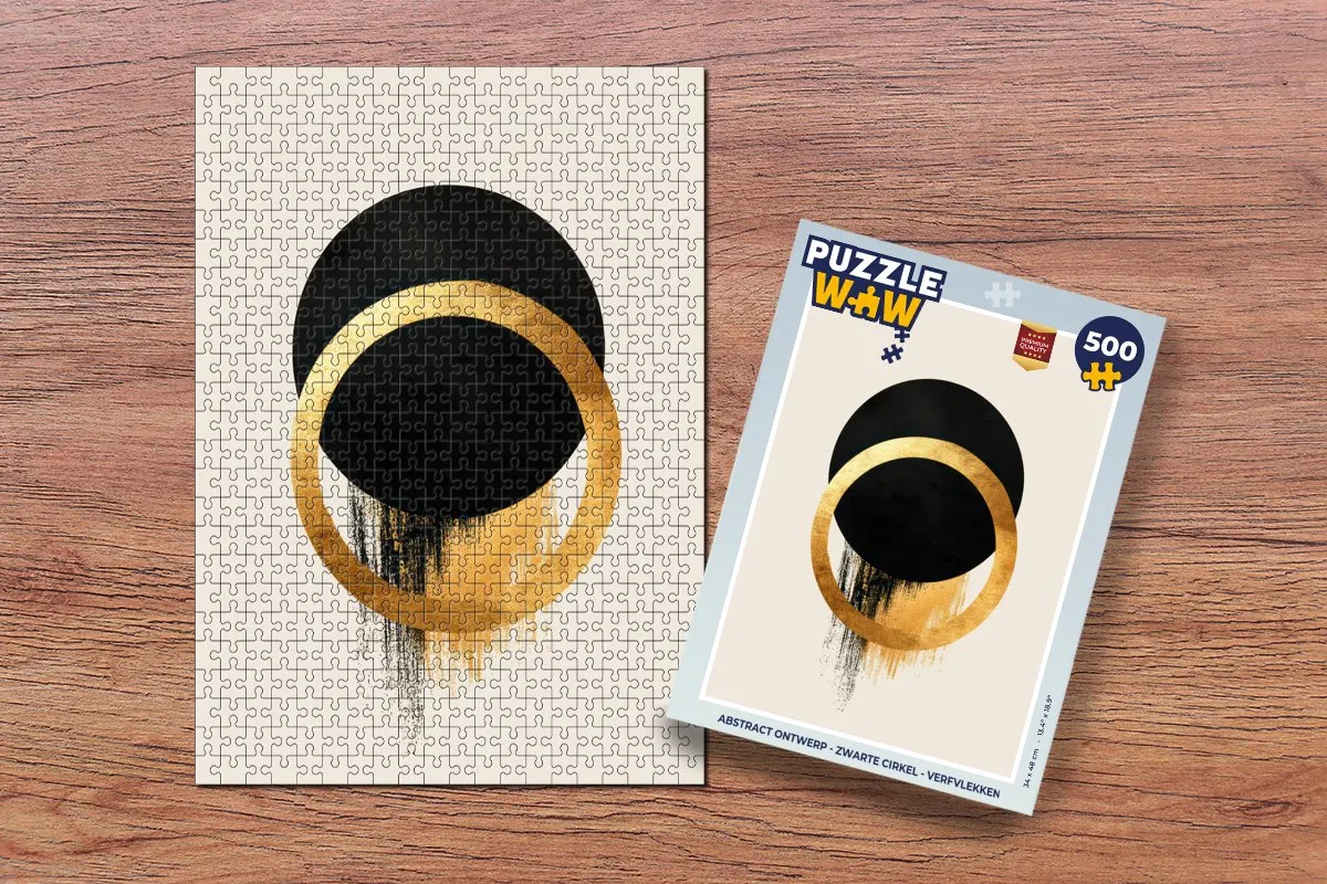 PuzzleWow Abstract Legpuzzel 500 Stukjes - Zwarte Cirkels/Verfvlekken