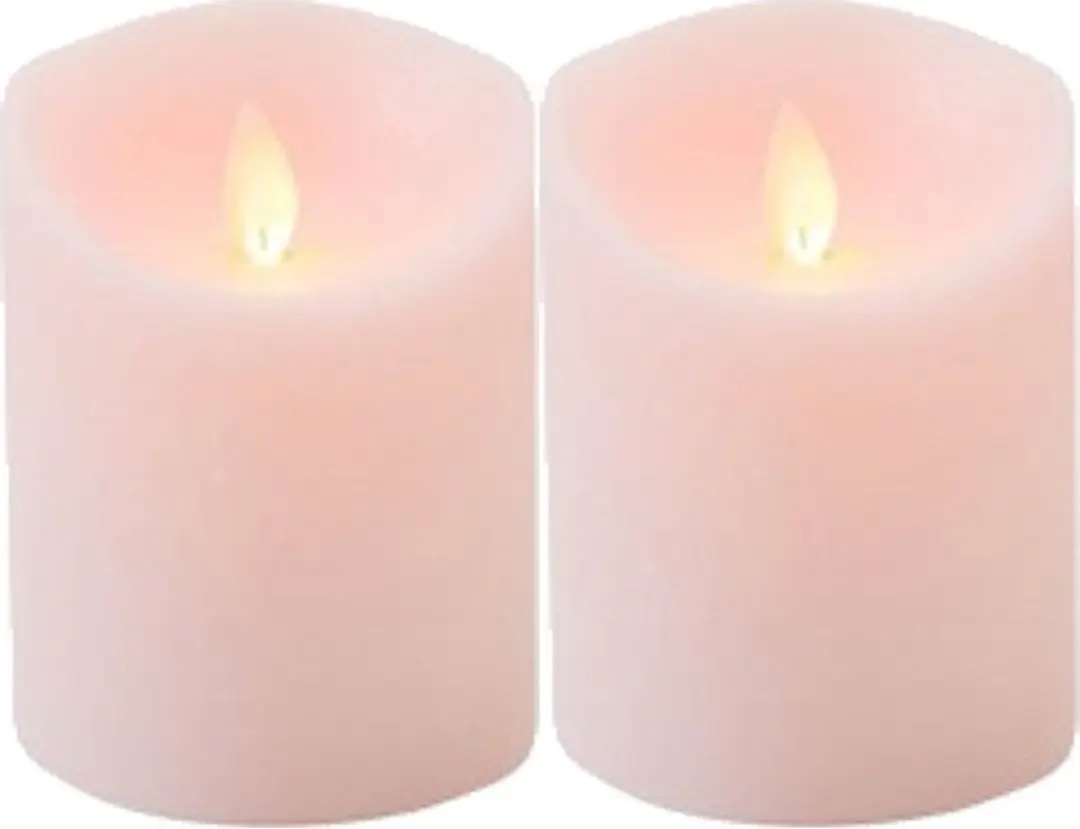 2x Roze LED kaars / stompkaars 10 cm