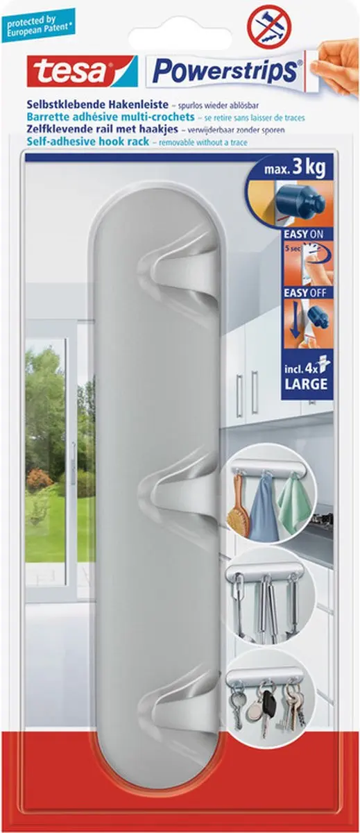 2x tesa powerstrips chroom hakenrek large 3-haaks