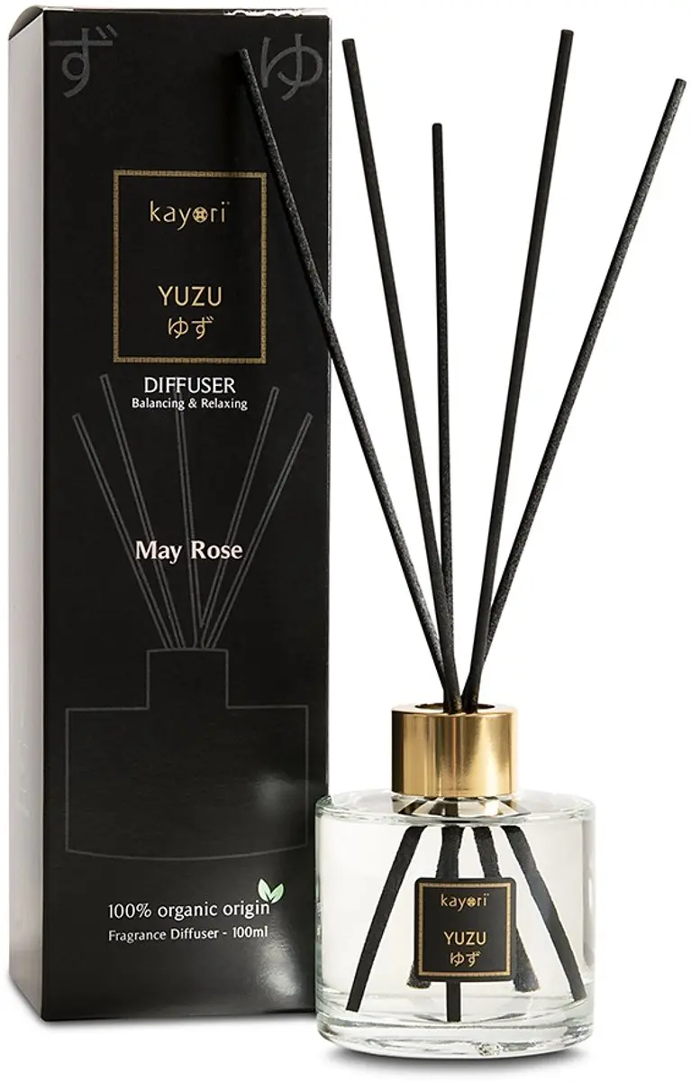 Kayori Yuzu Diffuser Geurstokjes 100ml - Zwart