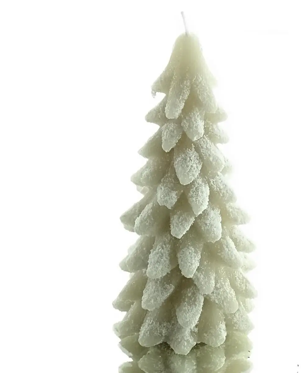 Decoris kerstkaars kerstboom lichtgrijs 16,5 cm was