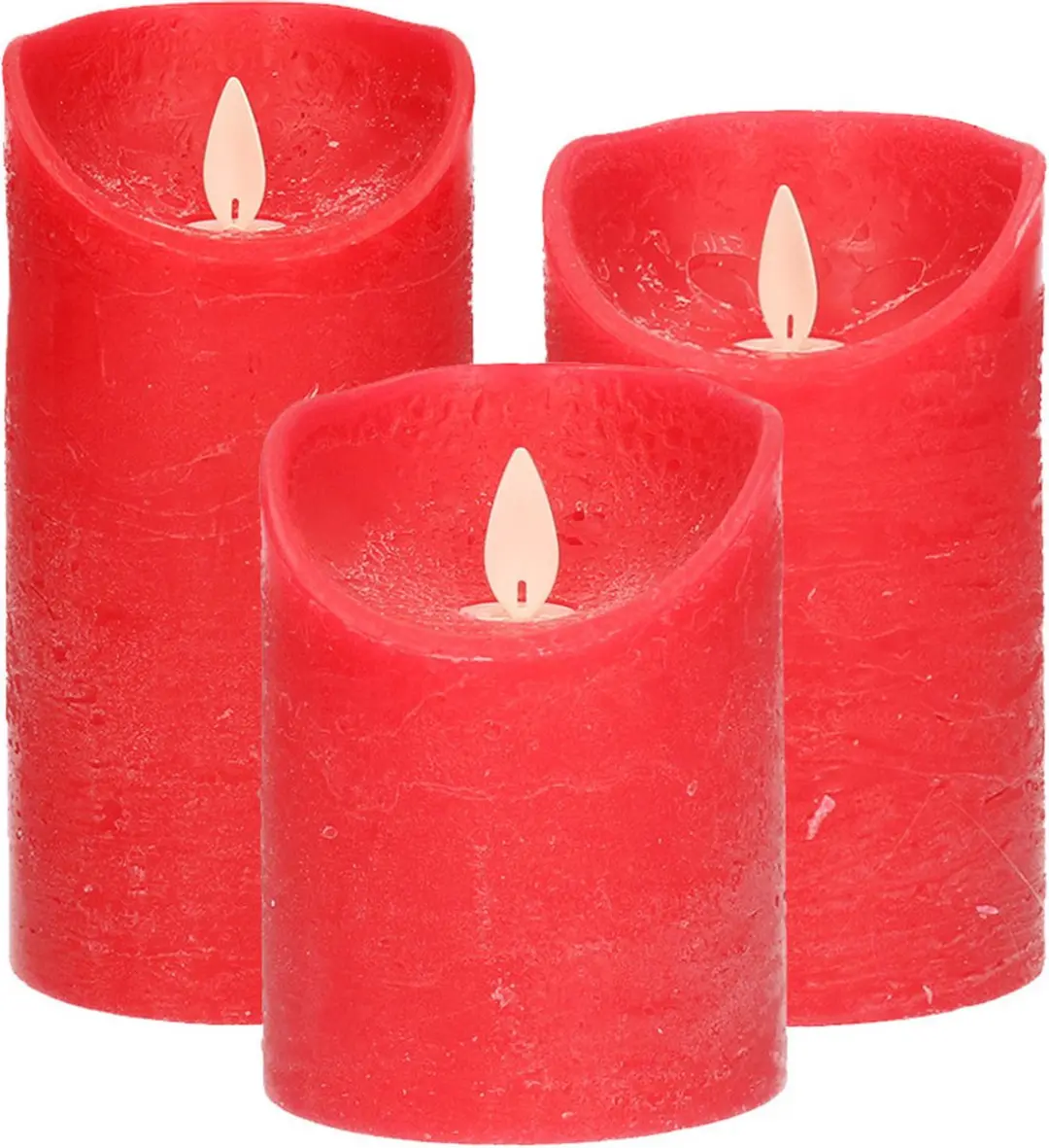Set van 3x stuks Rode Led kaarsen met bewegende vlam
