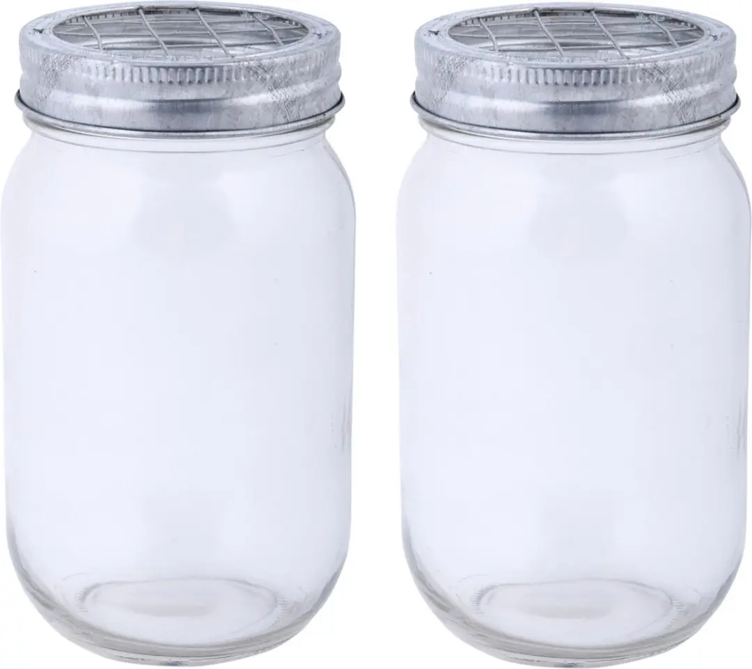 2x stuks glazen bloemenvaasjes/jars met schikdeksel 13 cm