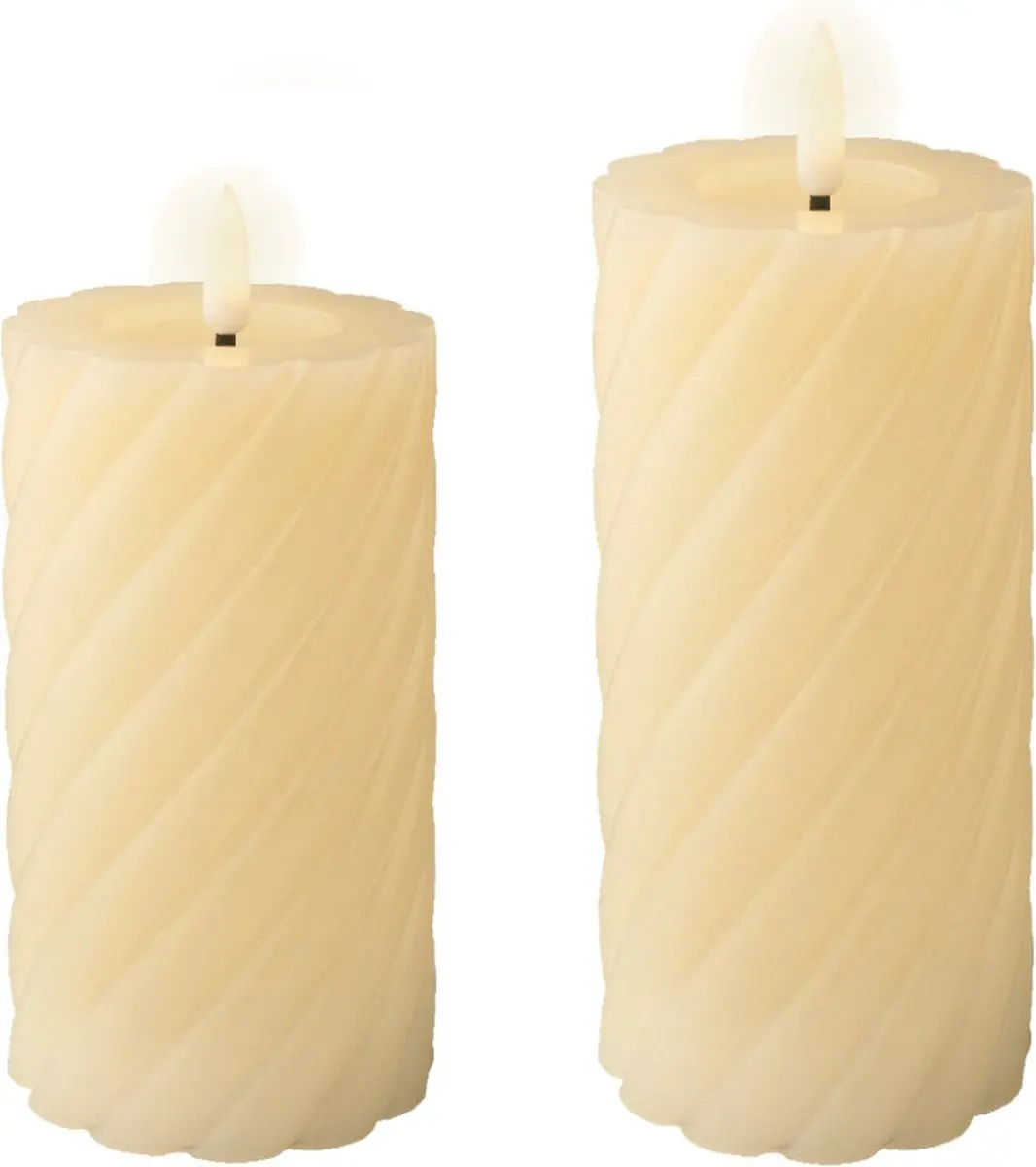 Lumineo luxe LED kaarsen/stompkaarsen - set 2x st-creme wit - D7,5 - met timer