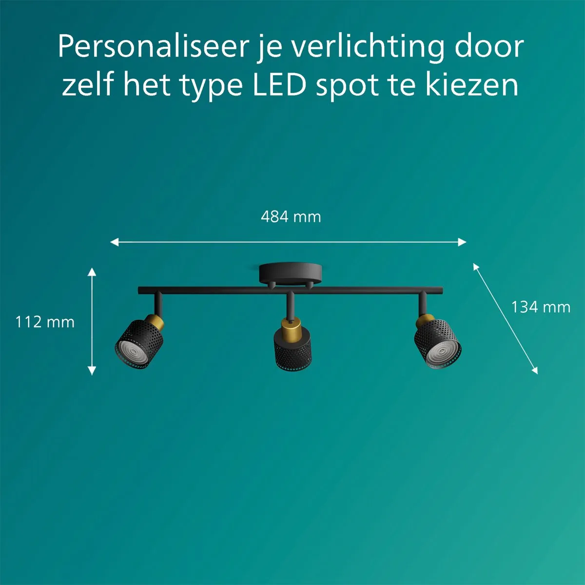 Philips Niall Spot Plafondspot 3x5W - Zwart/messing