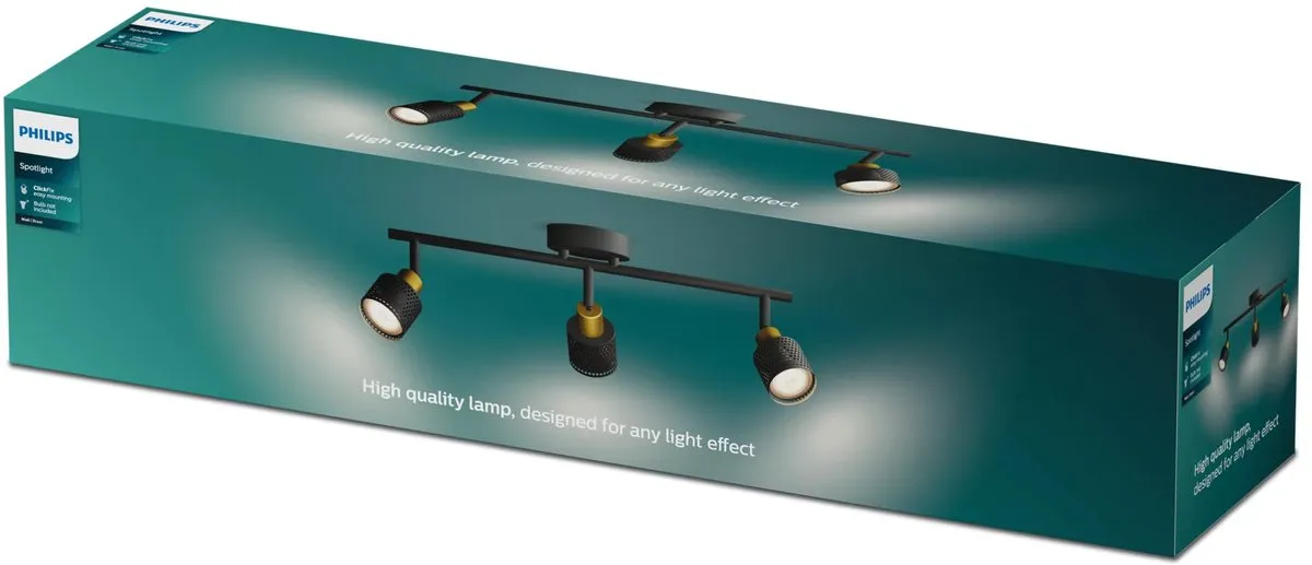Philips Niall Spot Plafondspot 3x5W - Zwart/messing