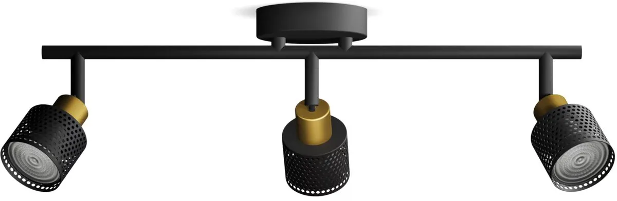 Philips Niall Spot Plafondspot 3x5W - Zwart/messing
