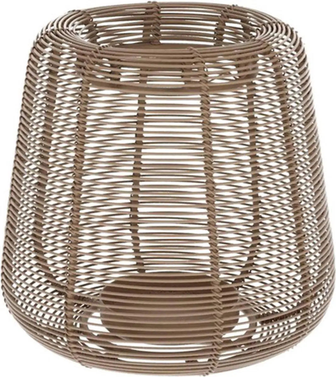 JENS Living Lantaarn Sil - Ø 16 x 19 cm - Glas / Metaal - Taupe
