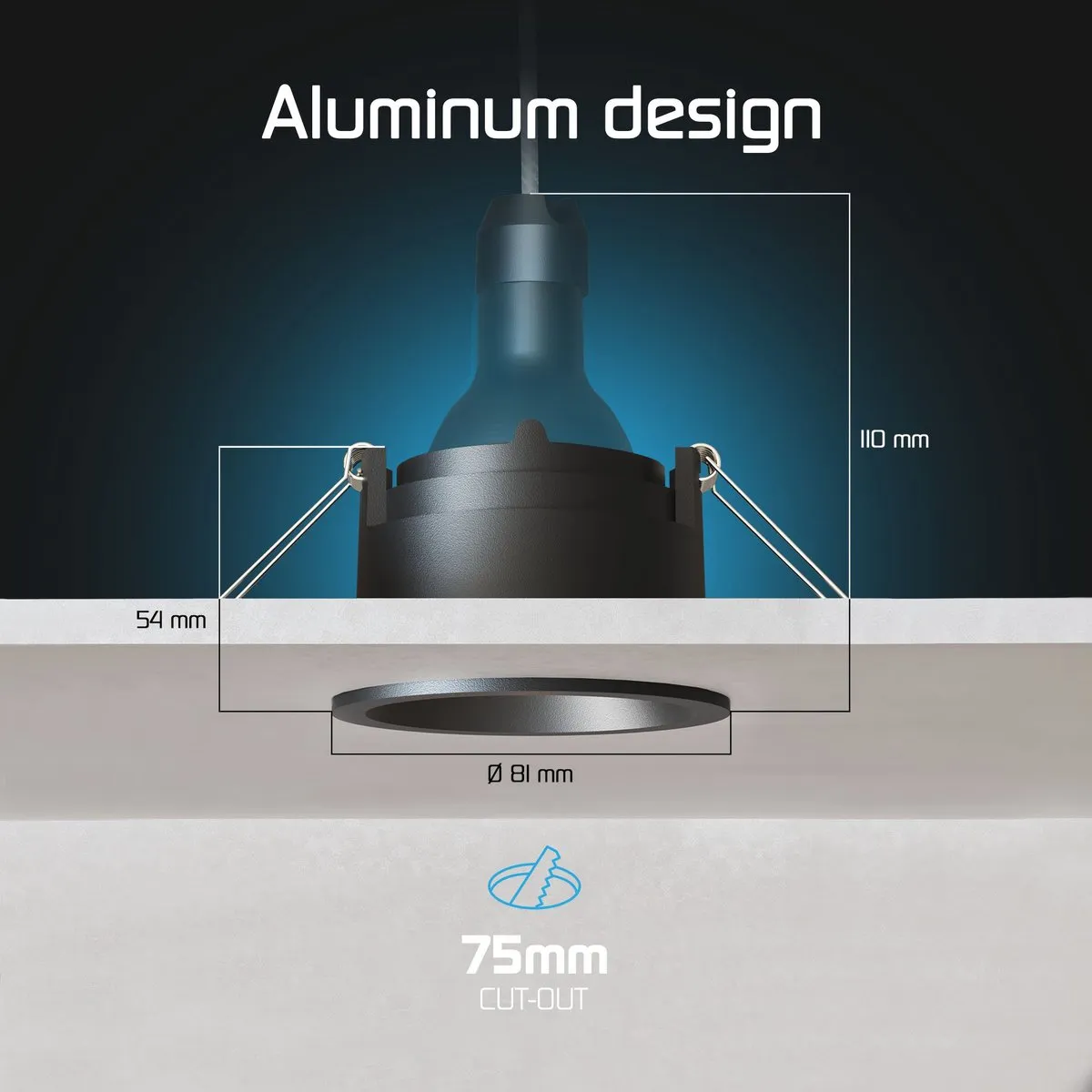 Ledvion LED Inbouwspot Ø81mm GU10 - Zwart - Dimbaar
