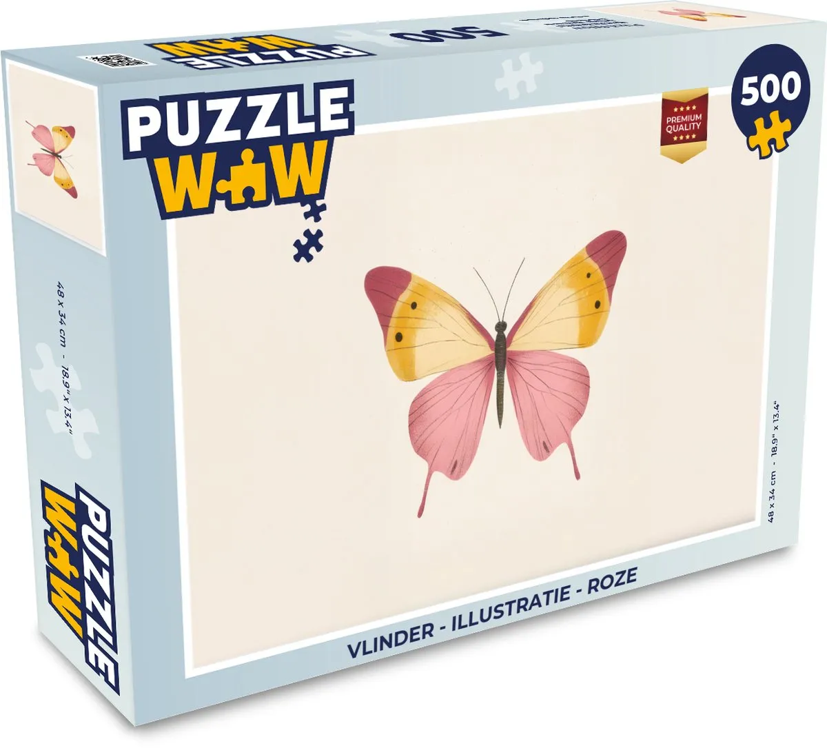PuzzleWow Vlinder Legpuzzel 500 Stuks - Roze