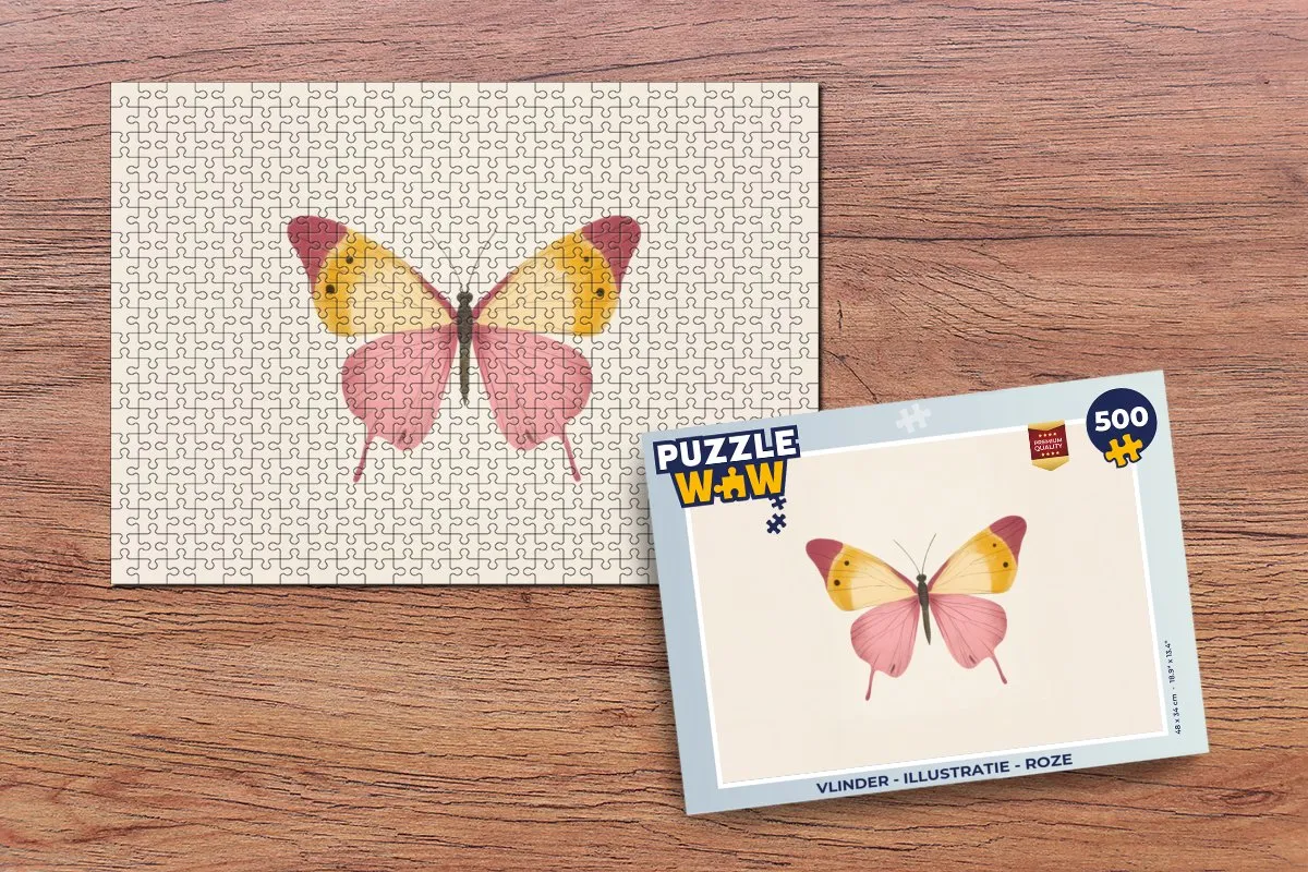 PuzzleWow Vlinder Legpuzzel 500 Stuks - Roze