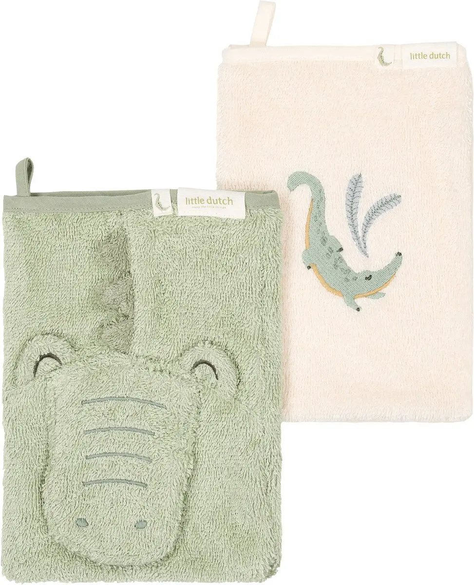 Little Dutch Krokodil Washandjes - Groen - afbeelding 2 van 2