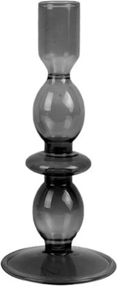 2x Present Time Candle Holder Glass Art Bubbles Medium Black