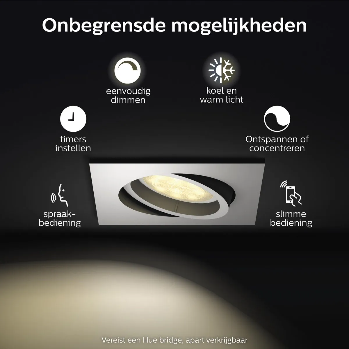 Philips Hue Milliskin Inbouwspot GU10 - 6W Wit