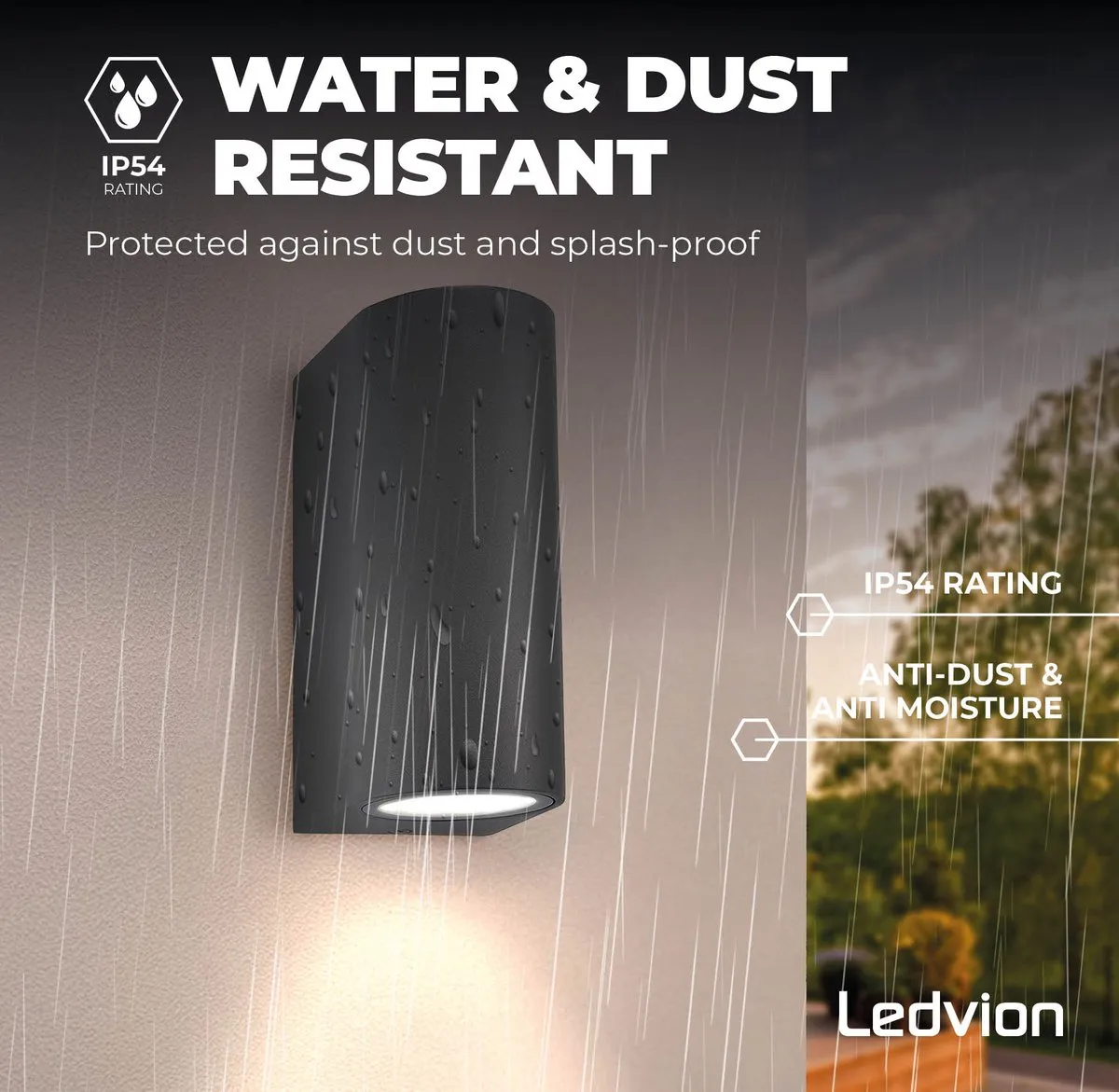 LEDVION Wandlamp Dimbaar 2x0.5W 2700K Antraciet - IP54
