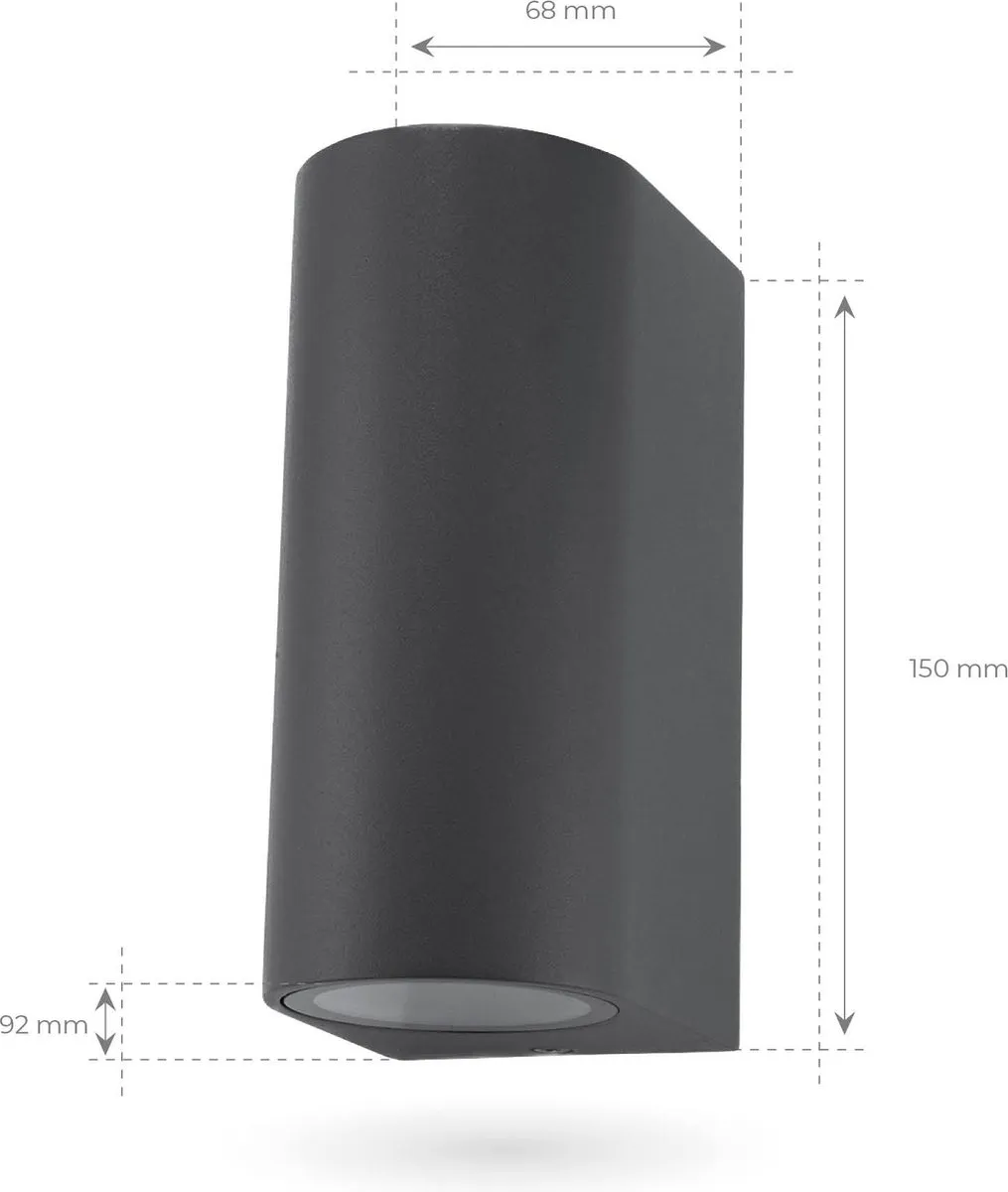 LEDVION Wandlamp Dimbaar 2x0.5W 2700K Antraciet - IP54