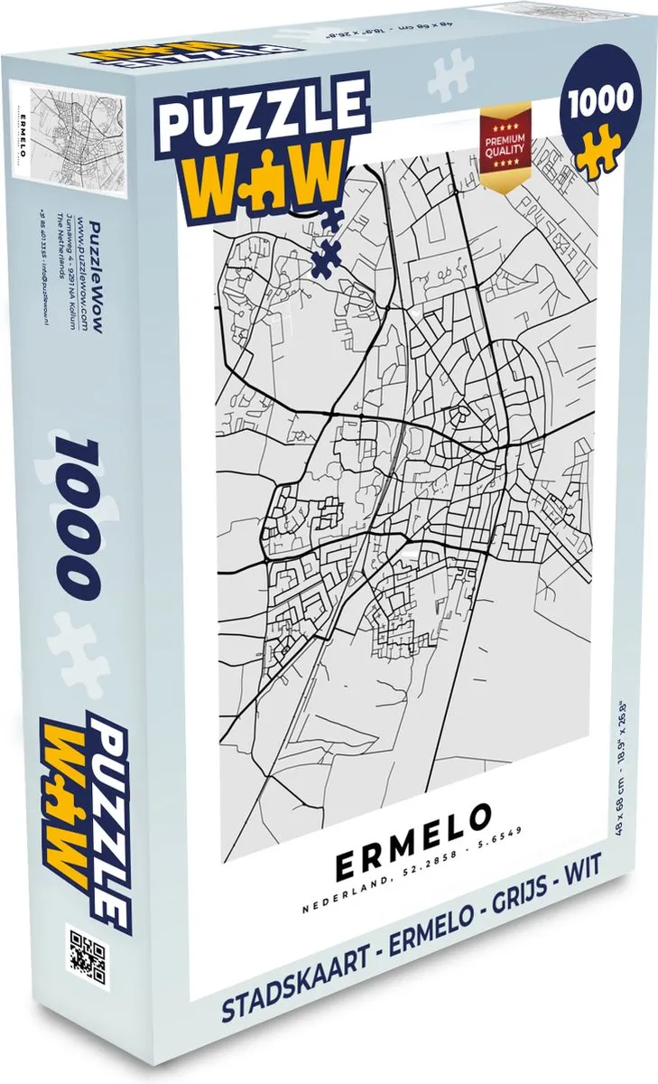 PuzzleWow Stadskaart Ermelo Legpuzzel 1000 Stuks