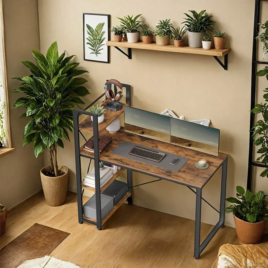 Songmics Pimo Bureau 120x56x120cm Bruin-zwart - afbeelding 2 van 5