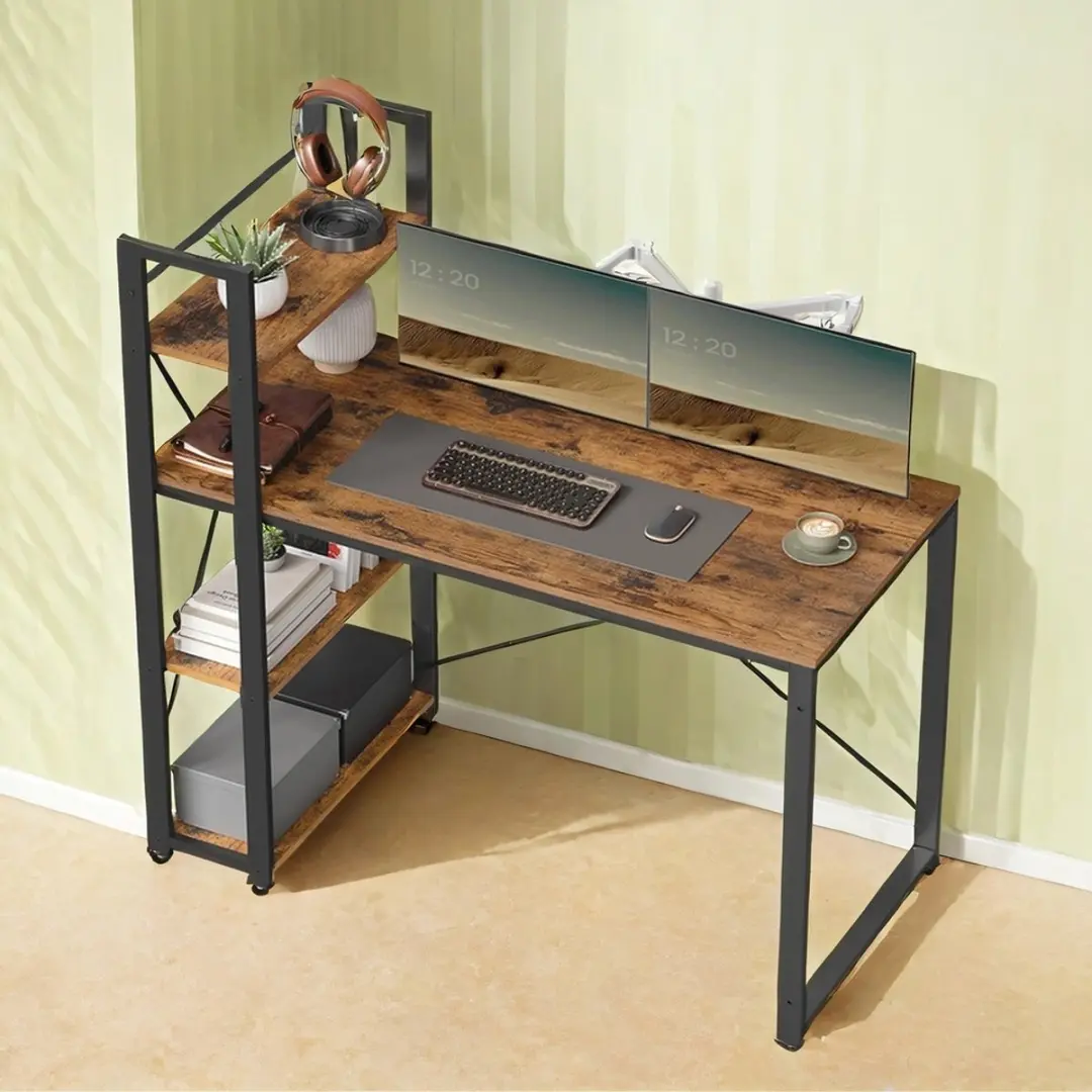 Songmics Pimo Bureau 120x56x120cm Bruin-zwart