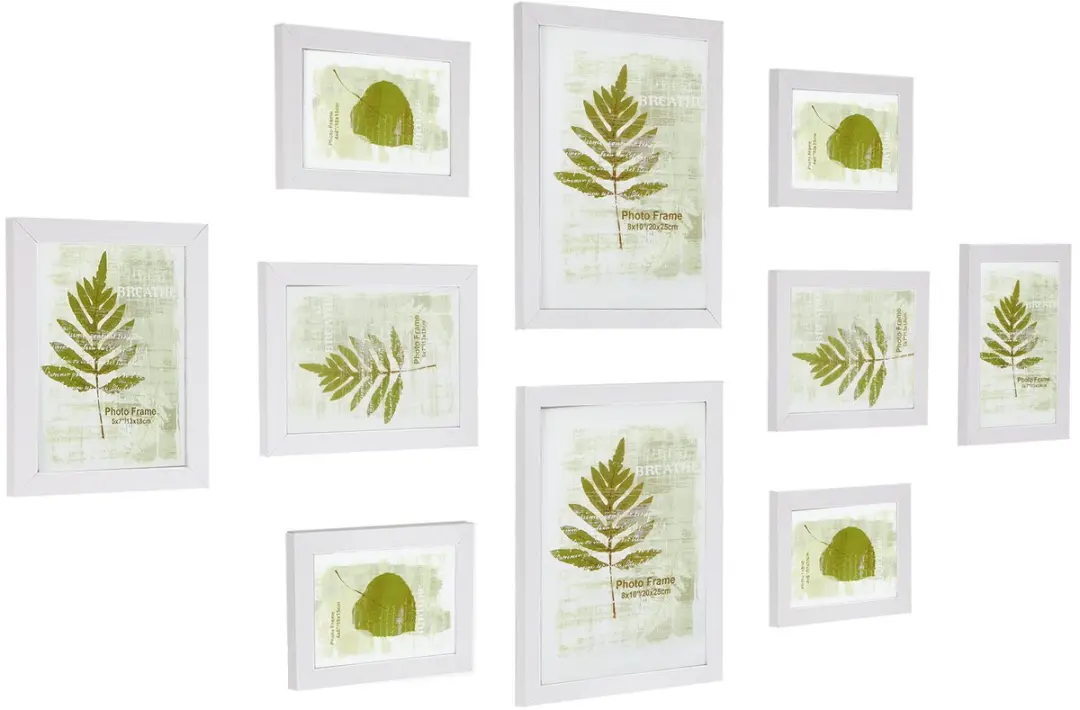 SONGMICS - Fotolijst - Fotolijsten Set van 10 - Voor 2 Foto's 20x25 cm, 4 Foto's 13x18 cm 4 Foto's 10x15 cm - Kunststof en MDF