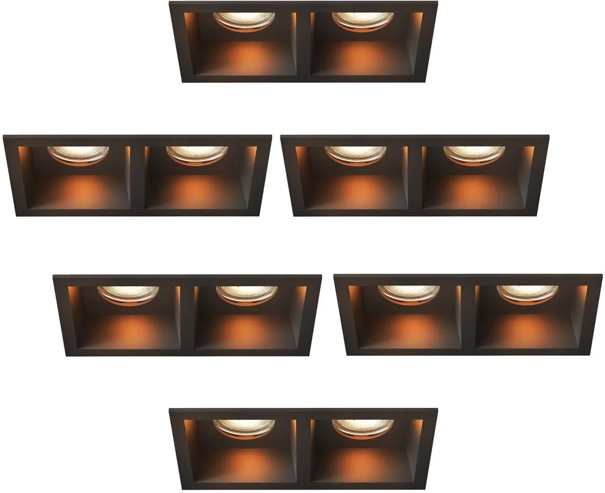 LEDVION 6x Inbouwspot Dubbel Vierkant GU10 2700K