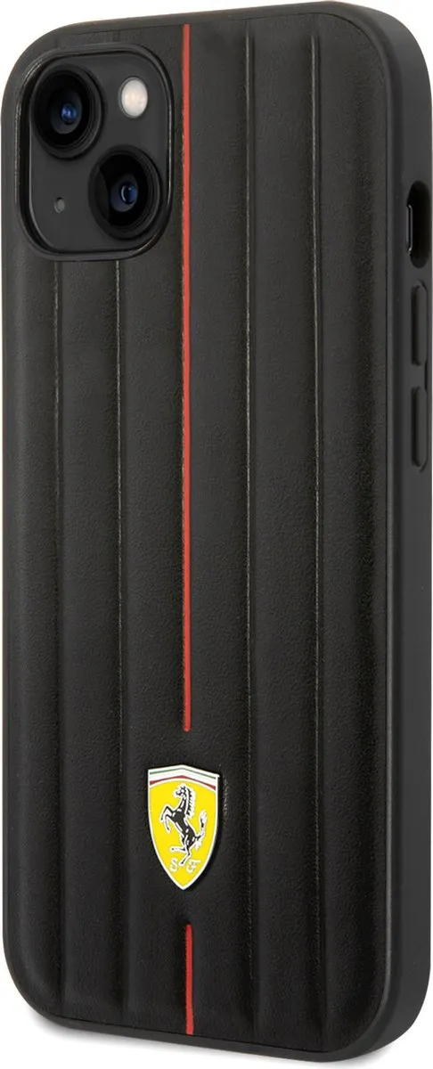 Ferrari iPhone 14 Plus Hardcover - 3666339062330 - Zwart Hot Stamp Red Line