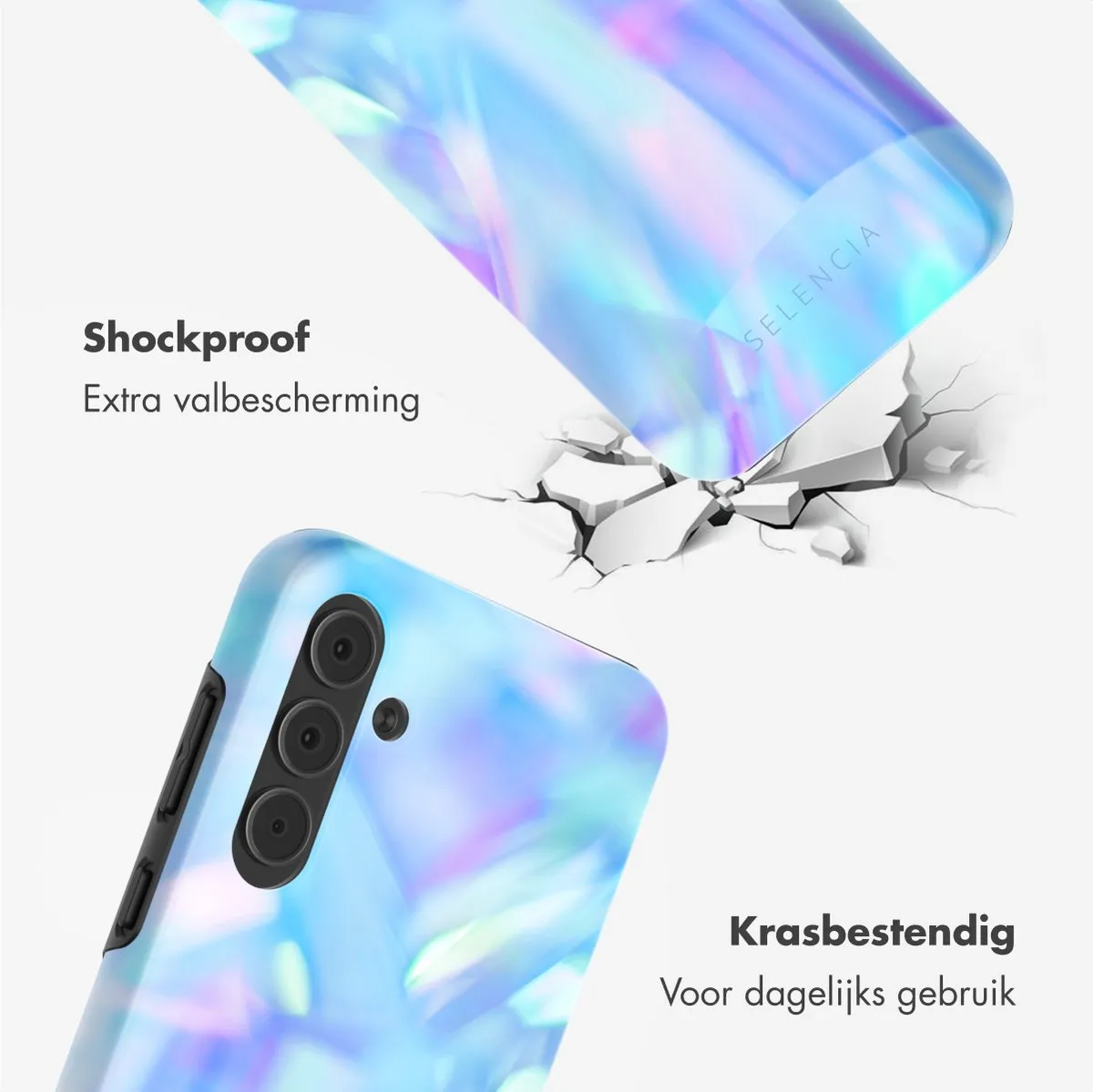 Selencia Hoesje Samsung Galaxy A55 Holographic Blue Dream