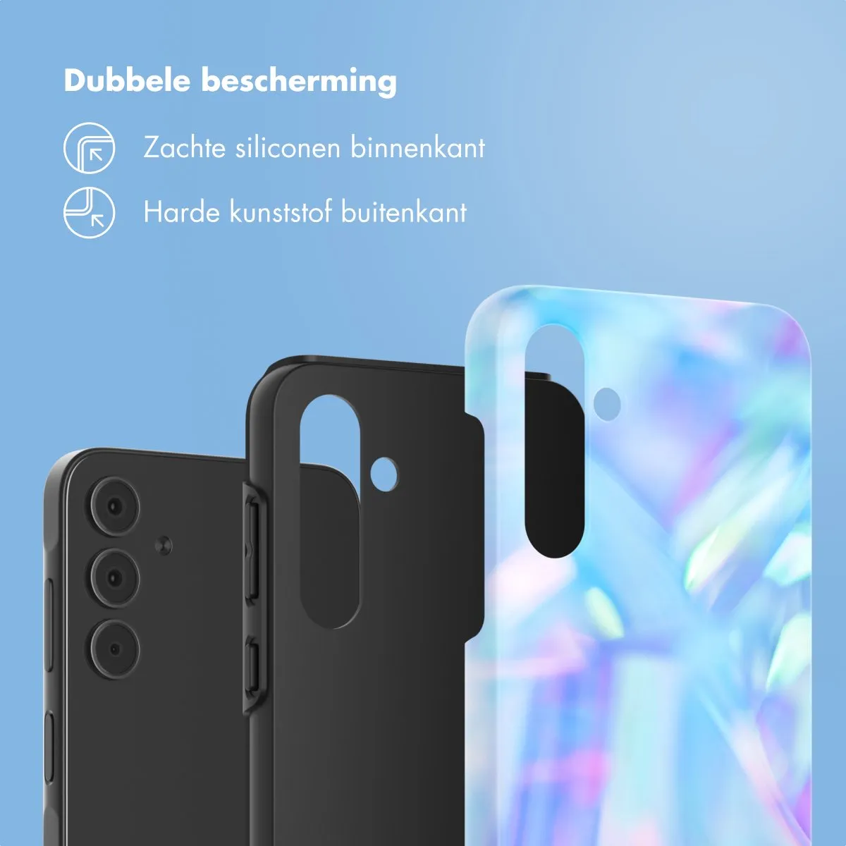 Selencia Hoesje Samsung Galaxy A55 Holographic Blue Dream