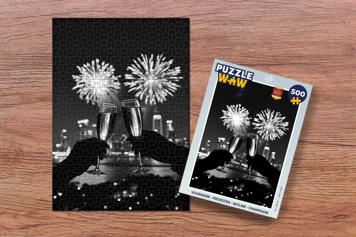 PuzzleWow Proosten Skyline Legpuzzel 500 Stuks - Champagne