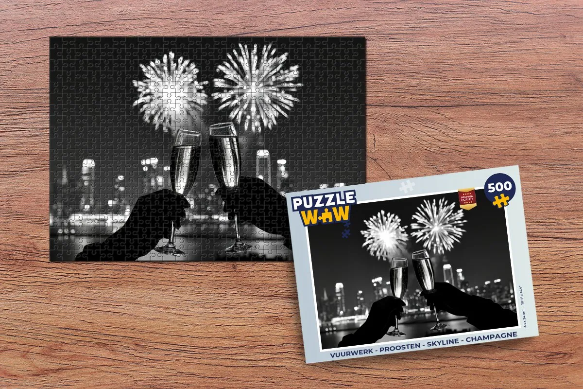 PuzzleWow Proosten Skyline Legpuzzel 500 Stuks - Champagne