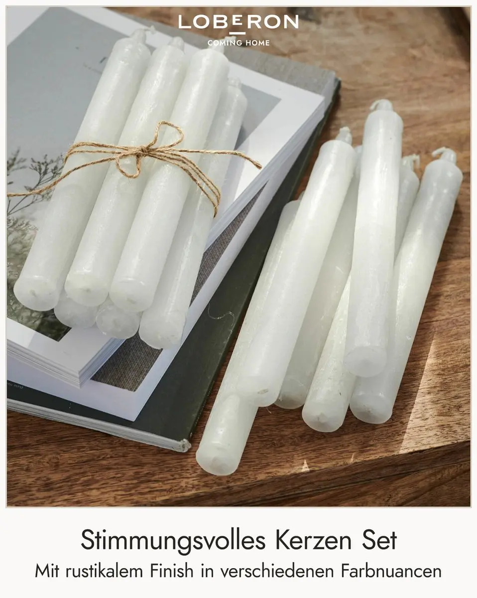 Loberon Bauceau Kaarsen - 12 Stuks - Crème - afbeelding 2 van 6