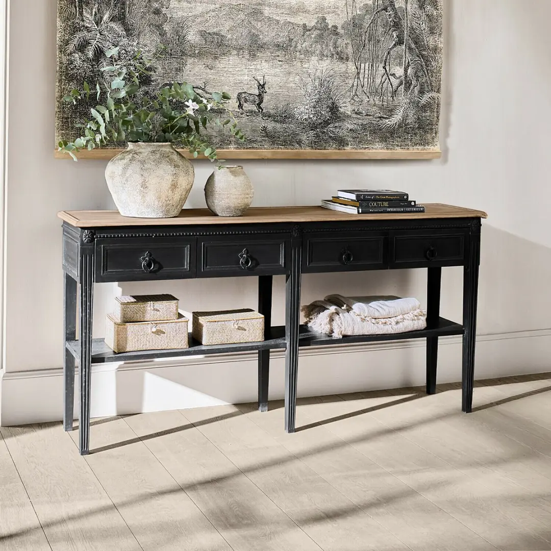 Loberon Sidetable Riviéres - Zwart/Bruin - afbeelding 3 van 6