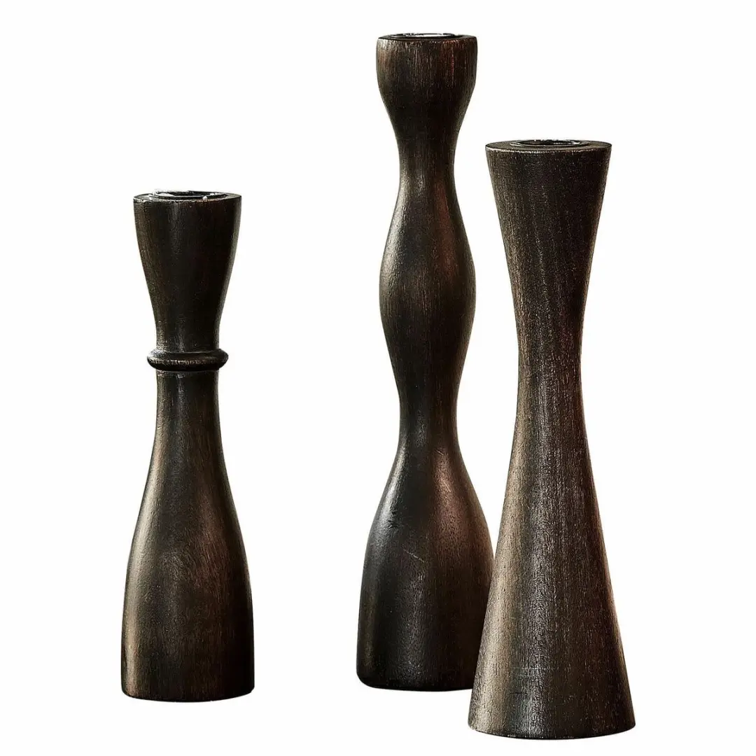 Loberon Méléandre Kandelaar - 3 Stuks - Zwart - afbeelding 2 van 5