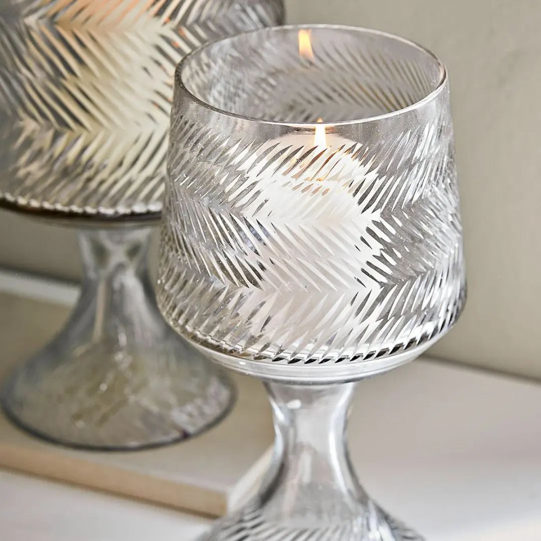 Loberon Lynettes Windlichtset - 2 Stuks Ø18cm Heldere Glas - afbeelding 3 van 3