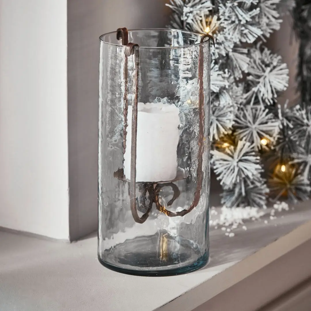 Loberon Thjora Windlicht - Ø13cm Heldere Glas - afbeelding 3 van 5
