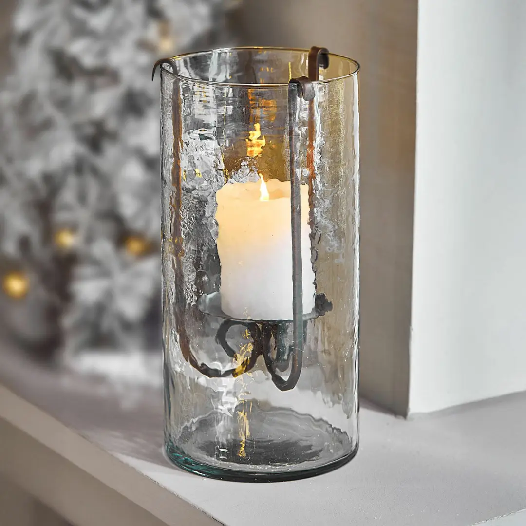 Loberon Thjora Windlicht - Ø13cm Heldere Glas - afbeelding 4 van 5