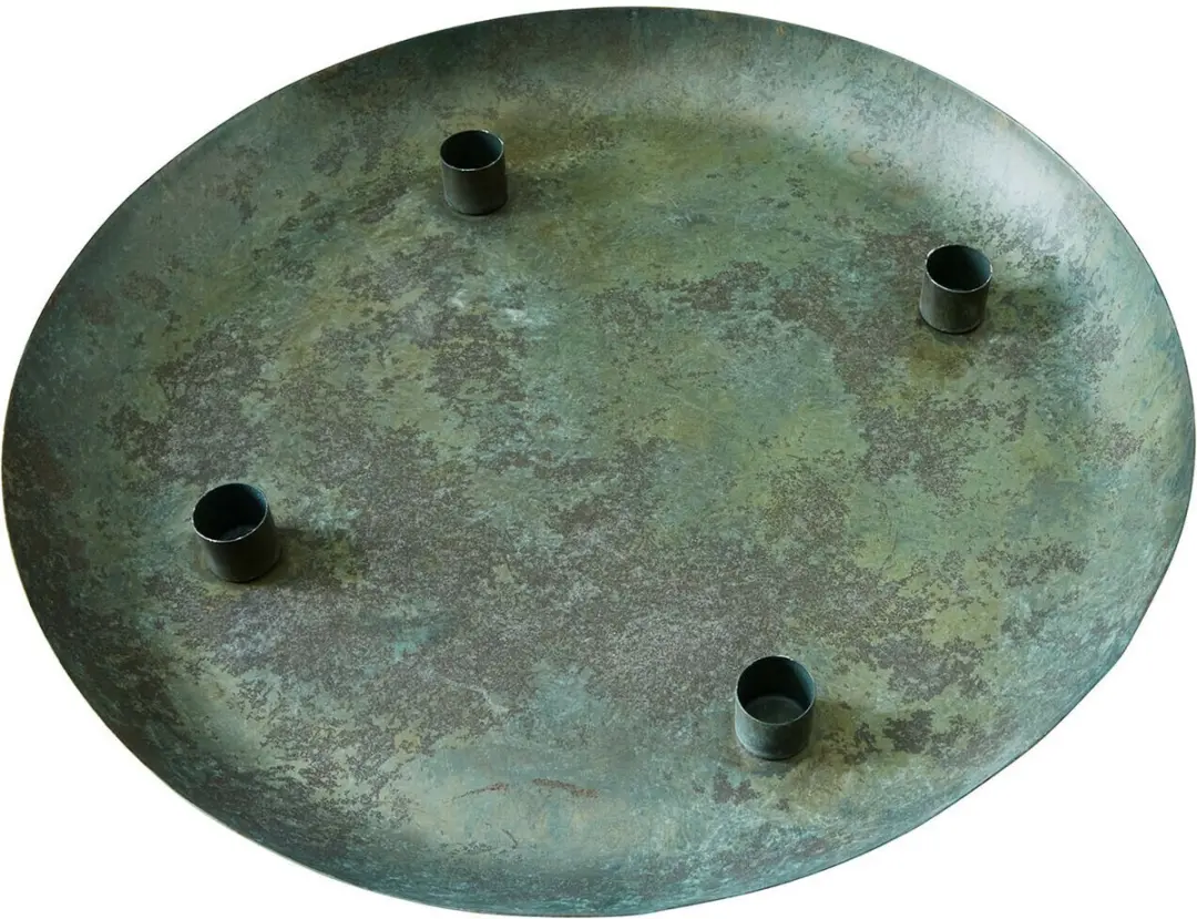 Loberon Valenzas Kaarsenplateau 38cm Antikgrün/Gold - afbeelding 4 van 5