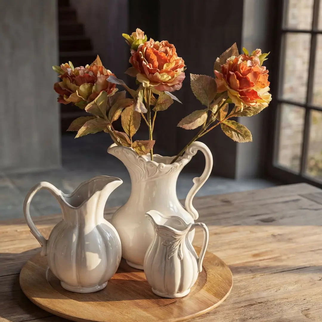 Loberon Decoratieve Bloemset 3 Stuks Ambrayelle - Oranje/Groen - afbeelding 3 van 3
