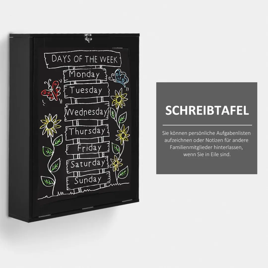 Homcom Wandtafel MDF 60x94,5x147cm Zwart - afbeelding 6 van 6