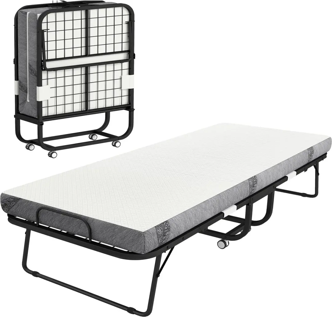 HOMCOM Opklapbed Polyester, schuim 200L x 90B x 42,5H cm Wit+Zwart