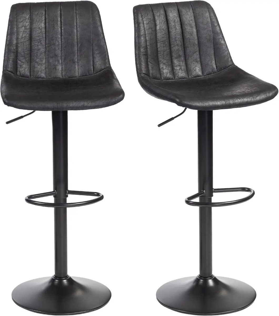 HOMCOM Barstool-Mikrofasertuch, Stahl-46,5L x 43B x 89-110H cm-Schwarz