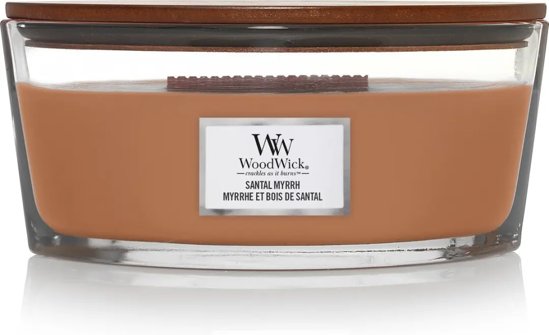 WoodWick Heartwick Flame Ellipse Geurkaars Santal Myrrh 50u - afbeelding 3 van 3