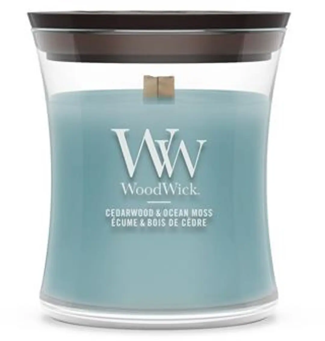 WoodWick Hourglass Geurkaars Cedarwood & Ocean Moss - afbeelding 5 van 5