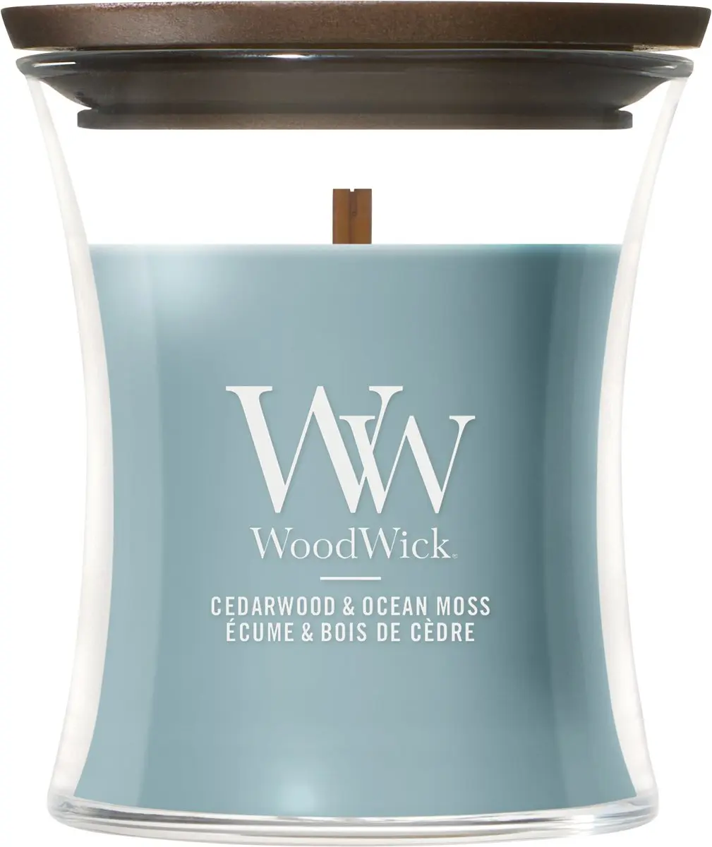 WoodWick Hourglass Geurkaars Cedarwood & Ocean Moss