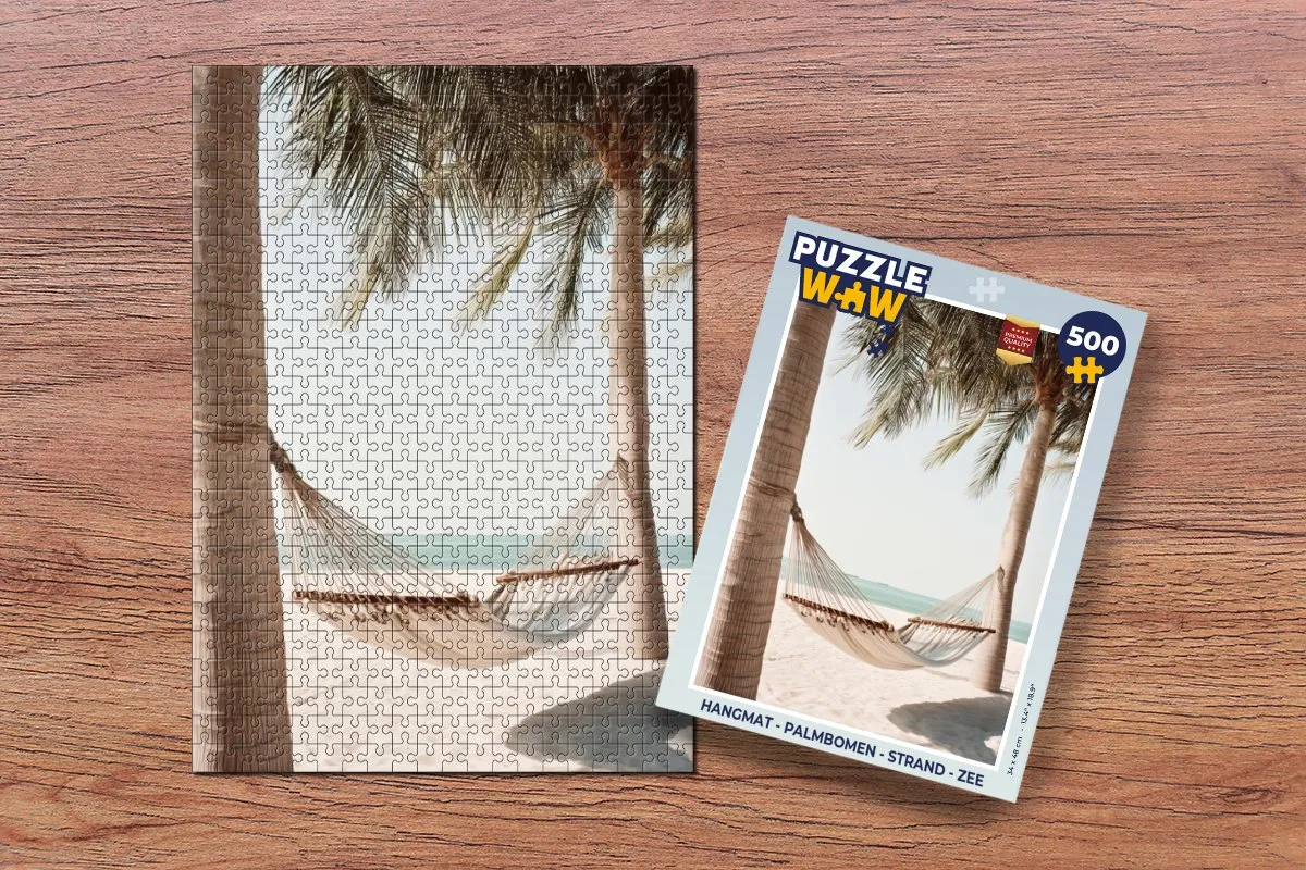 PuzzleWow Hangmat Puzzel 500 Stuks - Palmbomen & Strand
