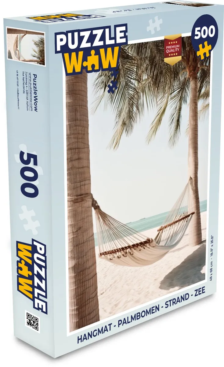 PuzzleWow Hangmat Puzzel 500 Stuks - Palmbomen & Strand