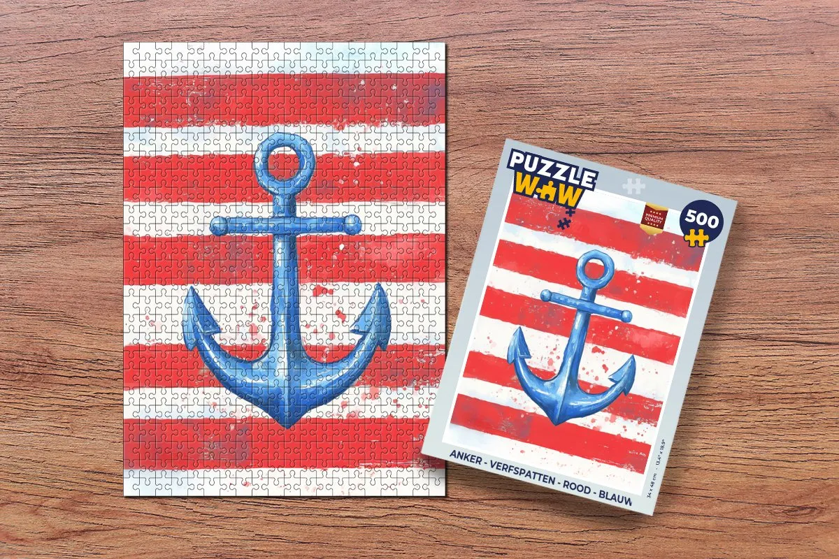 PuzzleWow Anker Verfspatten Legpuzzel 500 Stuks - Rood/Blauw