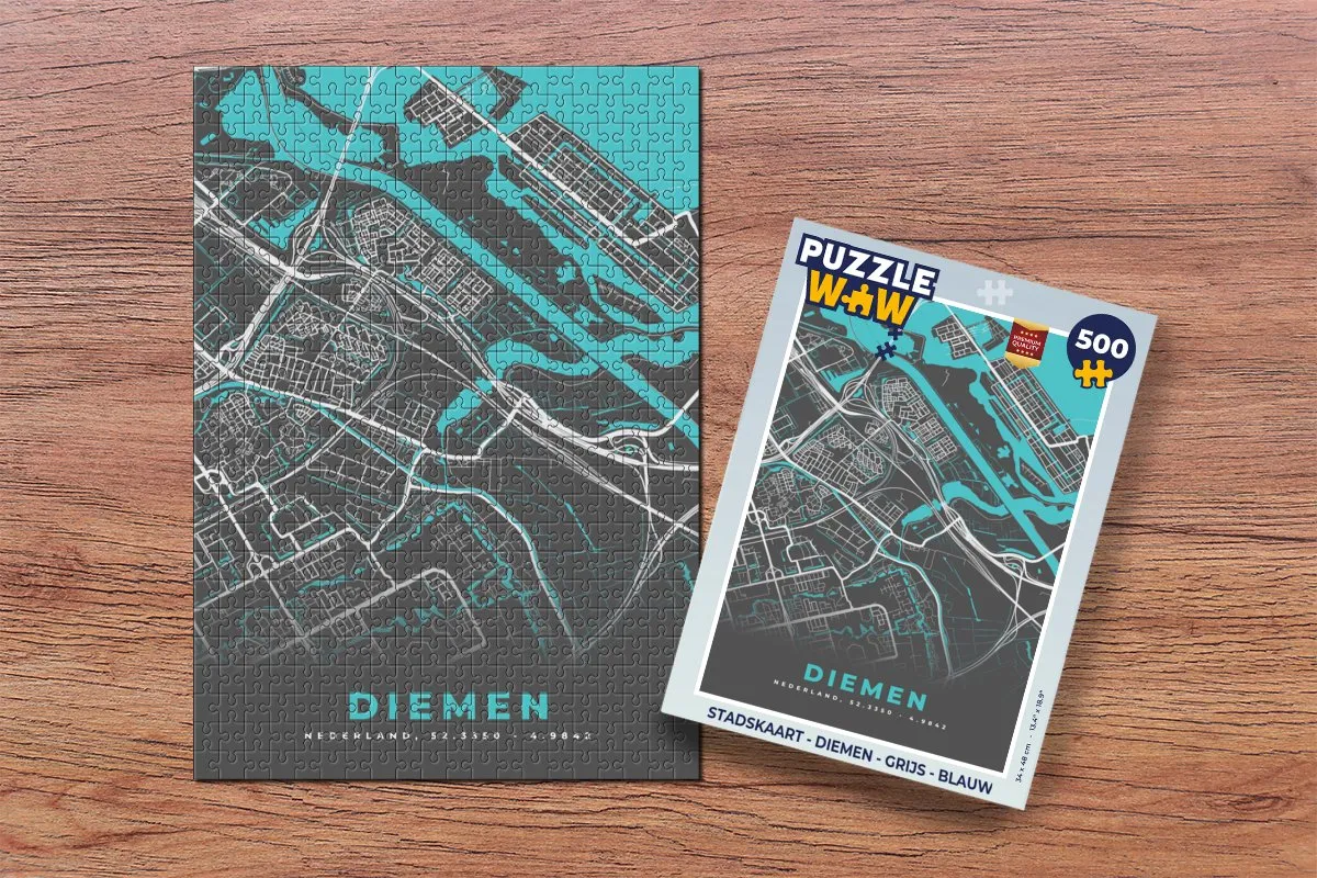 PuzzleWow Stadskaart Diemen Legpuzzel 500 Stuks - Multicolor