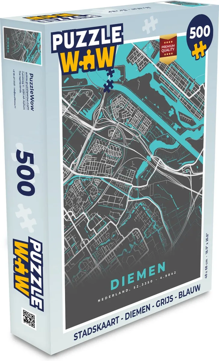 PuzzleWow Stadskaart Diemen Legpuzzel 500 Stuks
