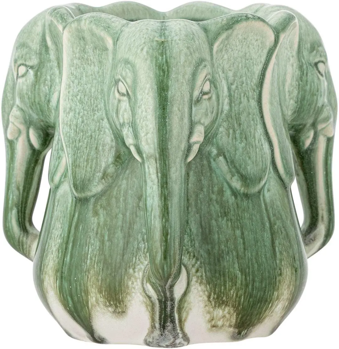 Bloomingville Pontus Vaas - Aardewerk - Groen - 15cm - afbeelding 2 van 3